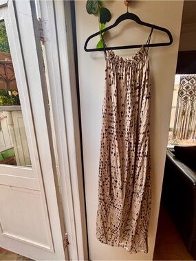 H&M Beige Print Maxi Slip Dress-XS